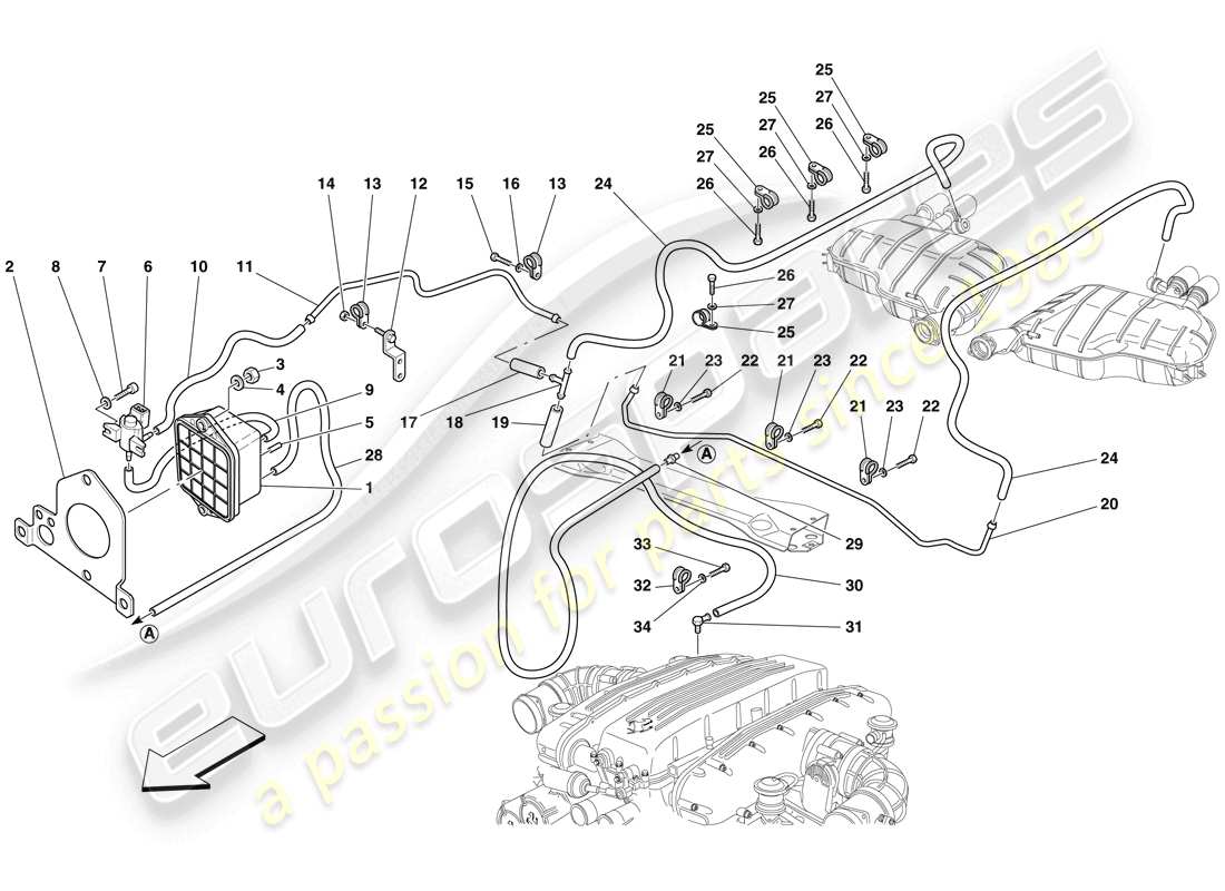 ferrari 612 sessanta (europe) bypass valve control system part diagram