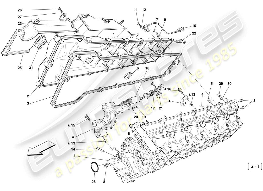 ferrari 599 sa aperta (usa) right hand cylinder head parts diagram