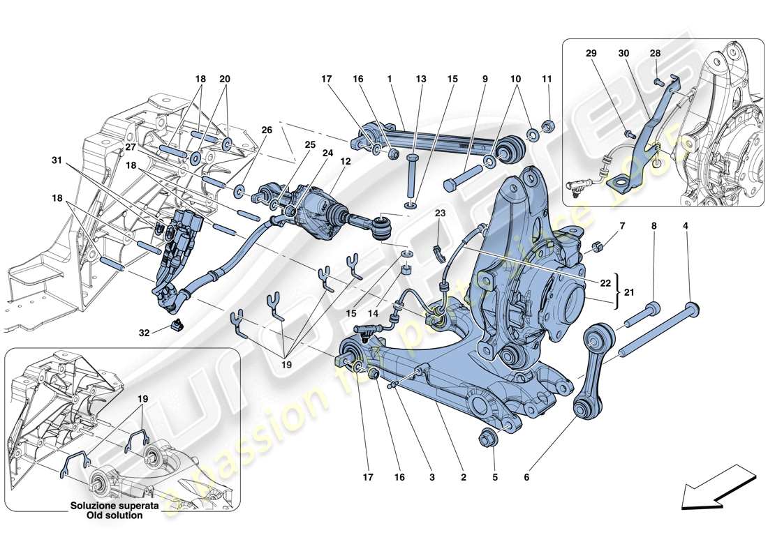 ferrari gtc4 lusso (usa) rear suspension - arms part diagram