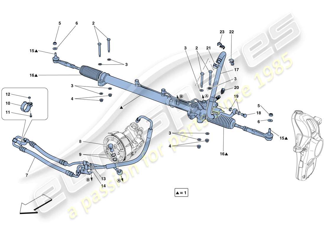 ferrari gtc4 lusso (usa) hydraulic power steering box part diagram