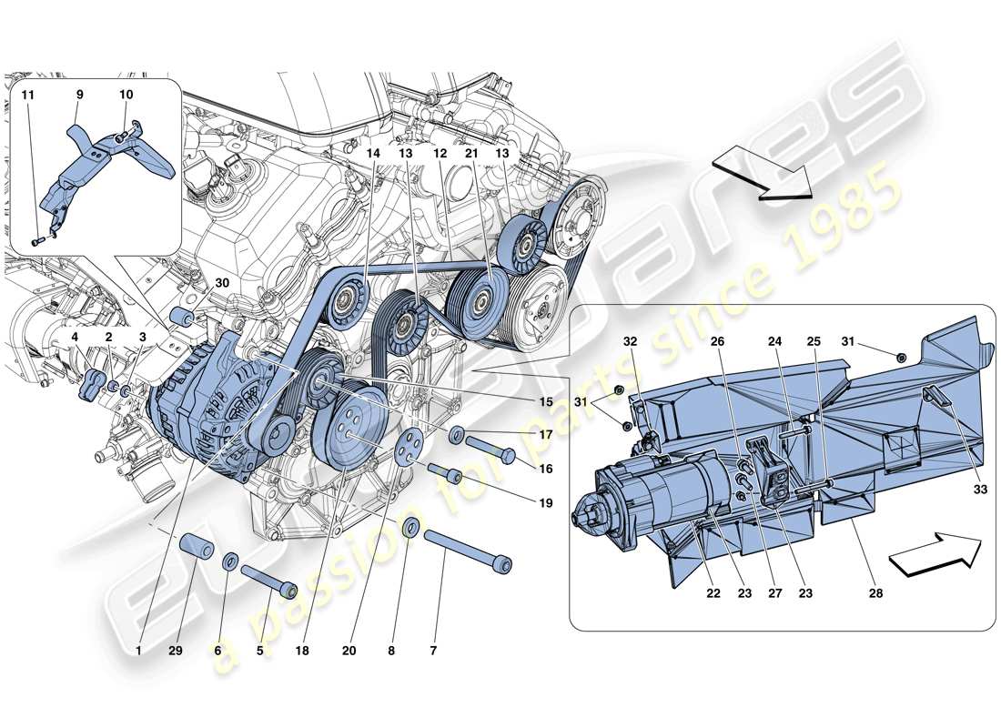 ferrari gtc4 lusso (rhd) alternator - starter motor parts diagram