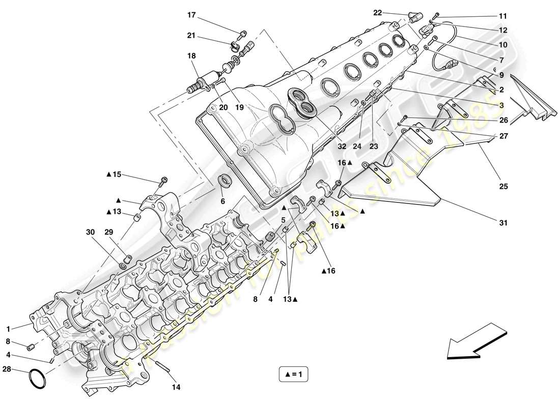 ferrari 599 sa aperta (usa) left hand cylinder head parts diagram