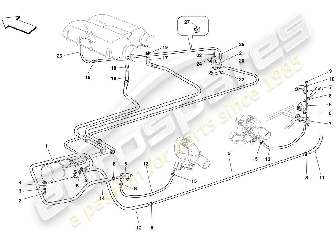 ferrari f430 scuderia spider 16m (usa) pneumatic actuator system parts diagram