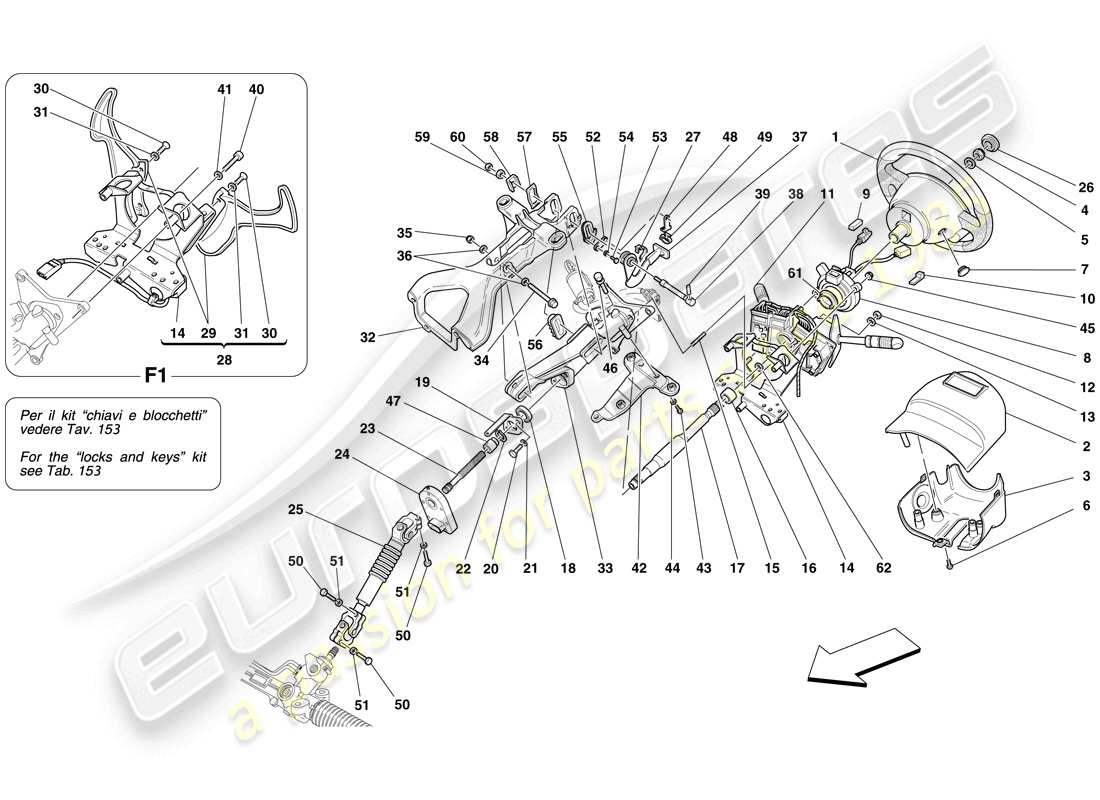 ferrari f430 spider (usa) steering control parts diagram