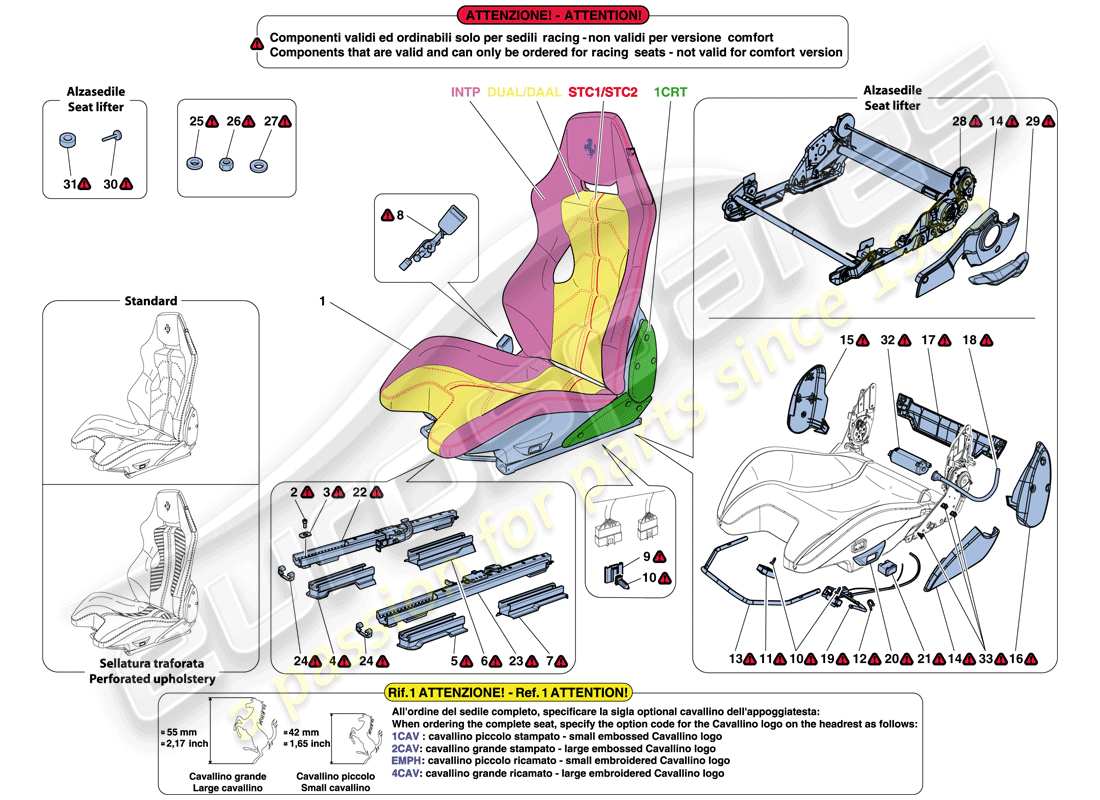 ferrari f12 berlinetta (rhd) racing seat part diagram
