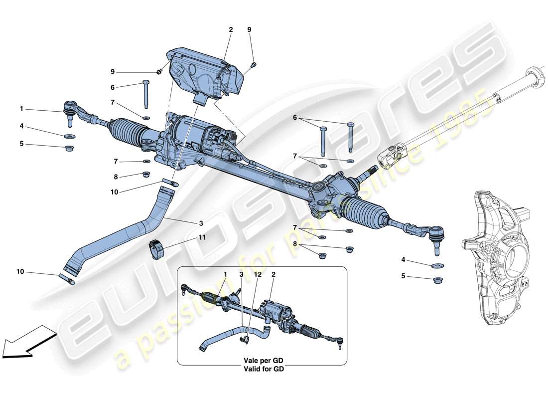 ferrari 812 superfast (usa) electric steering box parts diagram