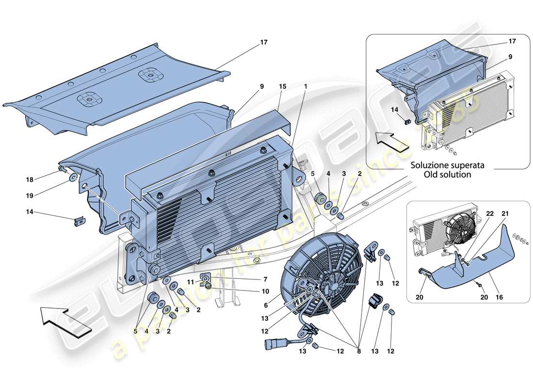 ferrari 458 italia (usa) gearbox oil cooling radiators parts diagram