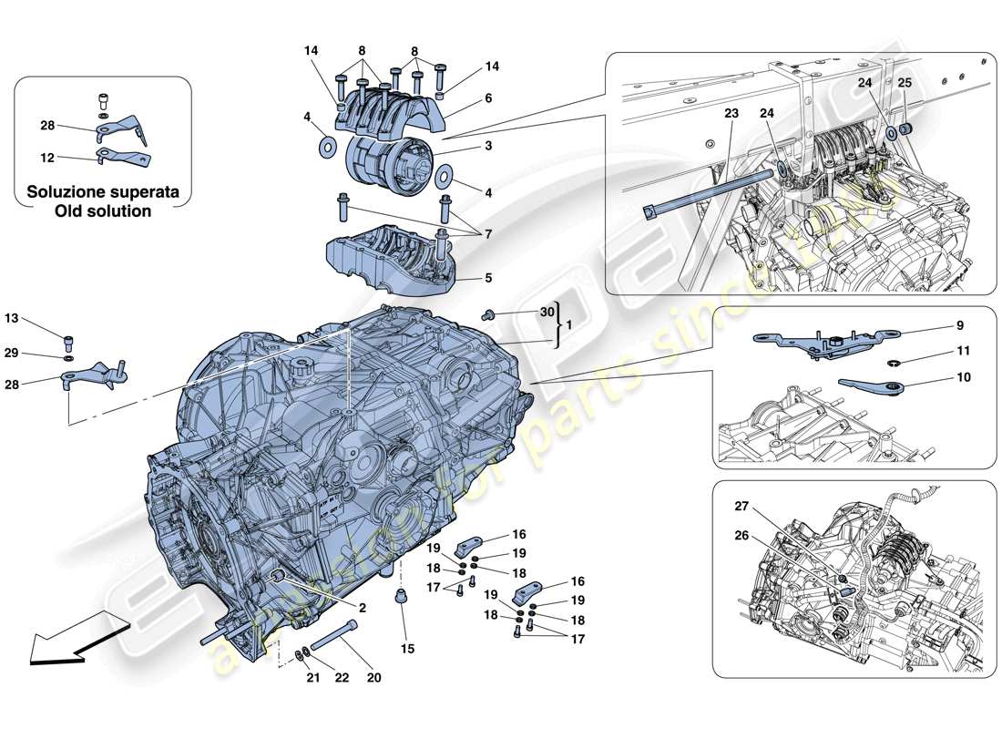 ferrari 458 spider (europe) gearbox housing parts diagram