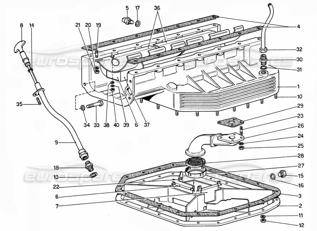 ferrari 365 gtc4 (mechanical) sump pan - oil pick up - revision parts diagram