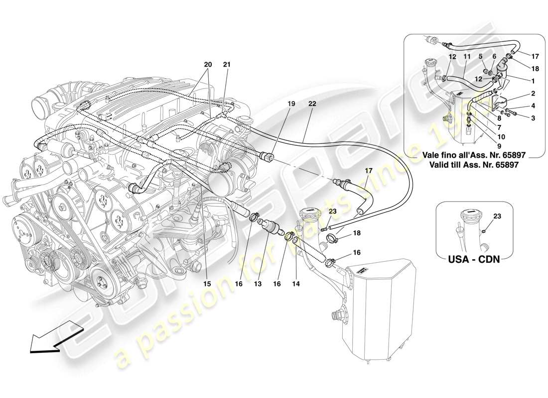 ferrari 612 scaglietti (usa) blow-by system part diagram