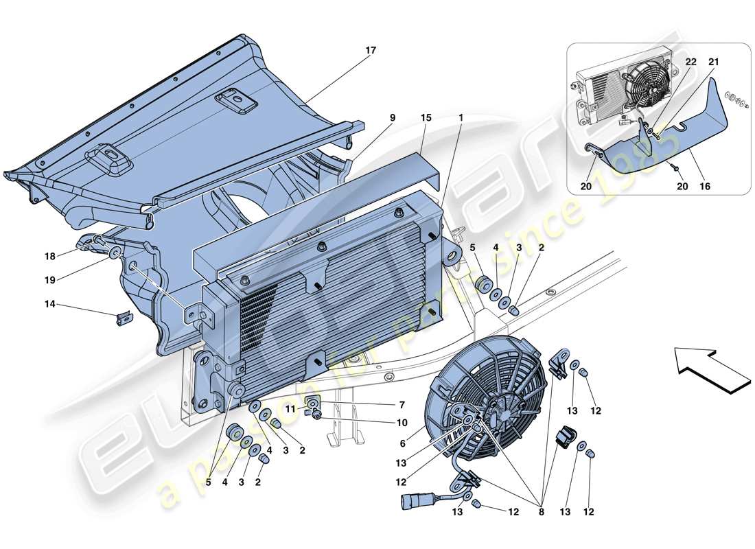 ferrari 458 speciale aperta (europe) gearbox oil cooling radiators parts diagram