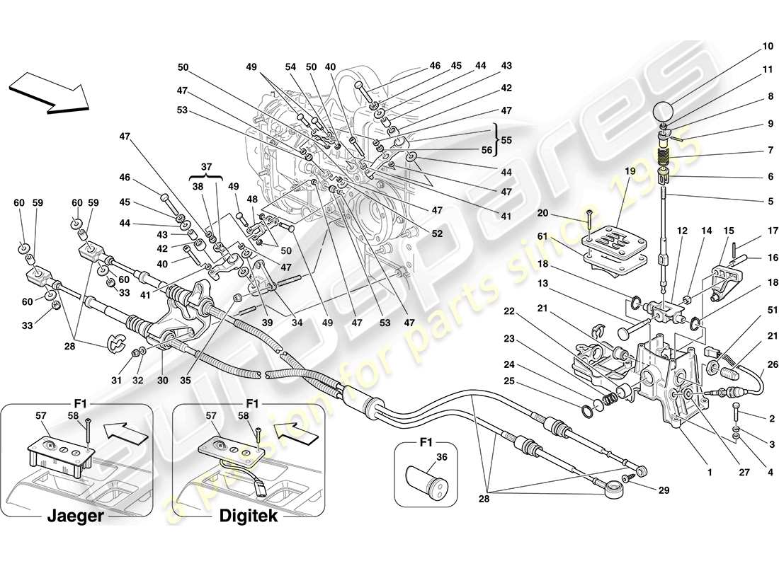 ferrari f430 coupe (europe) external gearbox controls part diagram