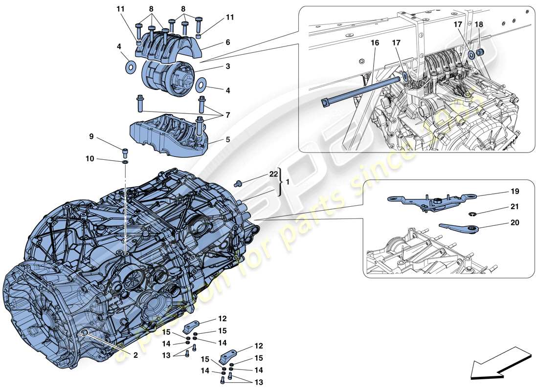 ferrari 488 gtb (rhd) gearbox housing parts diagram