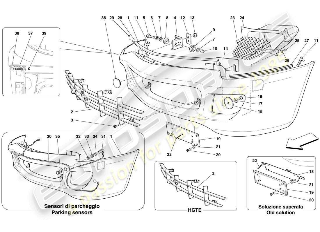 ferrari 599 gtb fiorano (europe) front bumper parts diagram