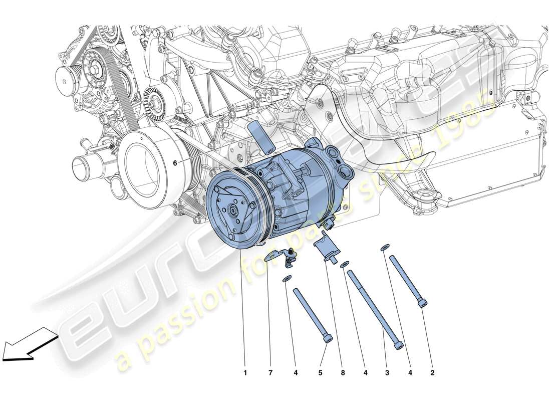 ferrari 812 superfast (usa) ac system compressor parts diagram