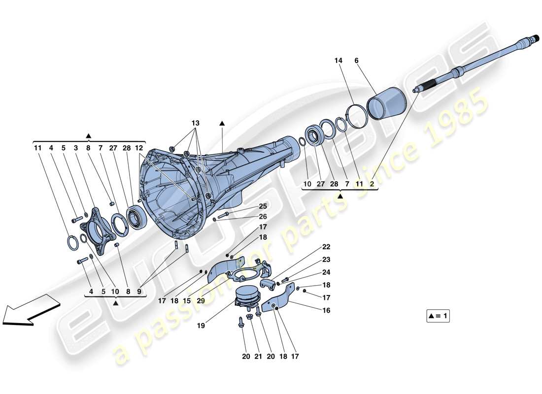 ferrari gtc4 lusso t (rhd) transmission housing parts diagram