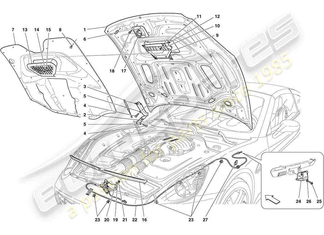 ferrari california (europe) front lid parts diagram