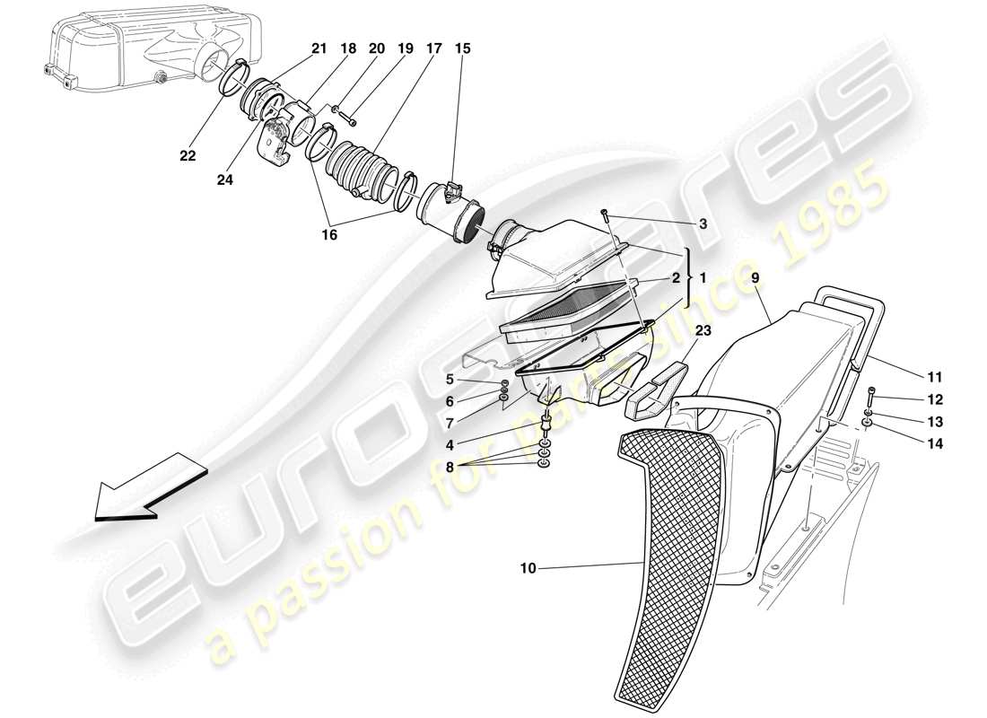 maserati mc12 air intake and throttle bodies parts diagram