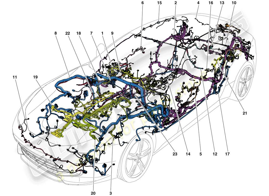 ferrari gtc4 lusso (rhd) main wiring harnesses parts diagram