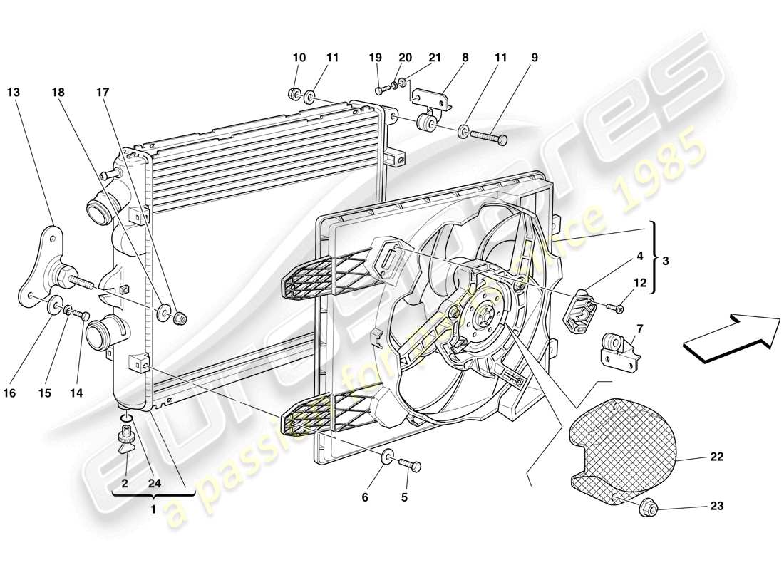 ferrari f430 spider (rhd) cooling system radiators parts diagram