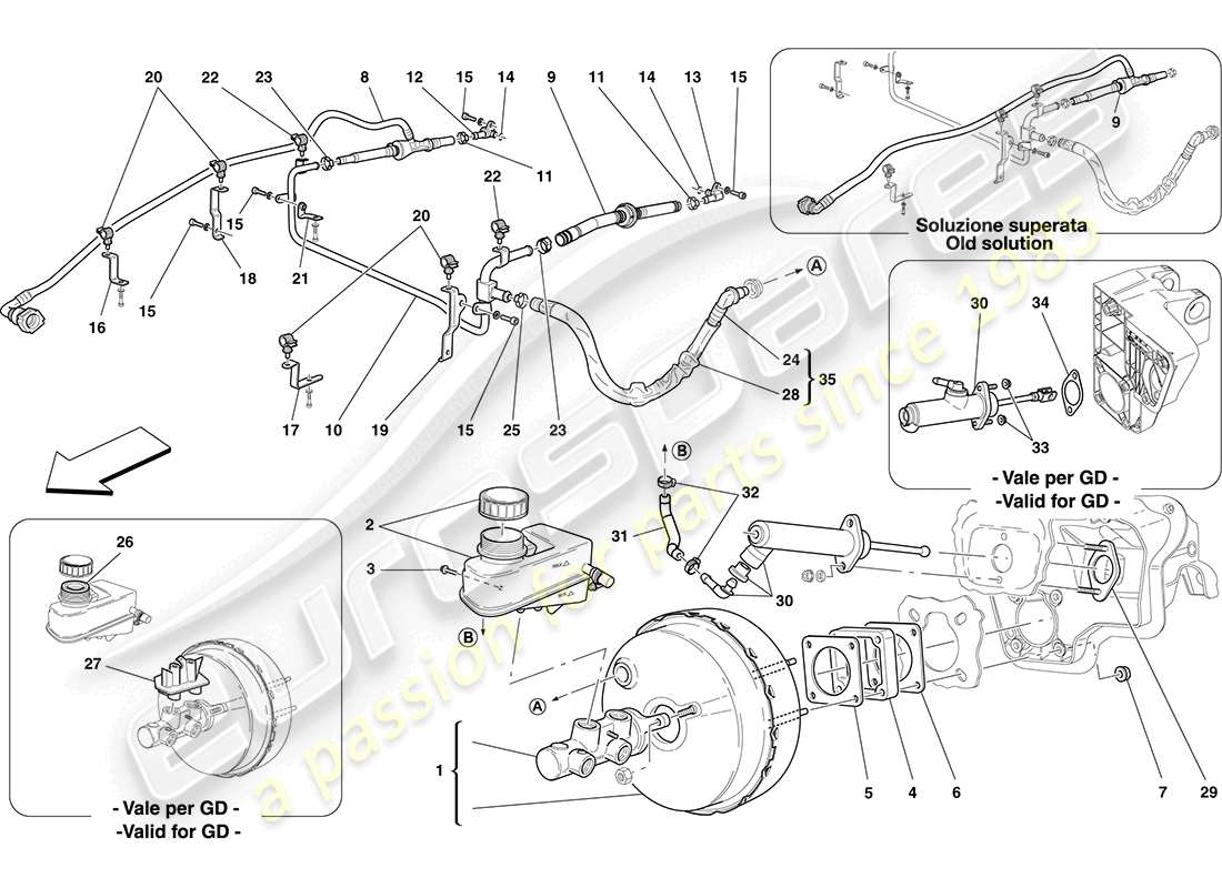 ferrari california (rhd) power steering system part diagram