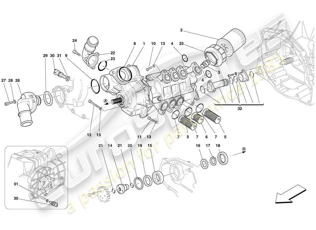 ferrari f430 scuderia spider 16m (europe) oil / water pump part diagram