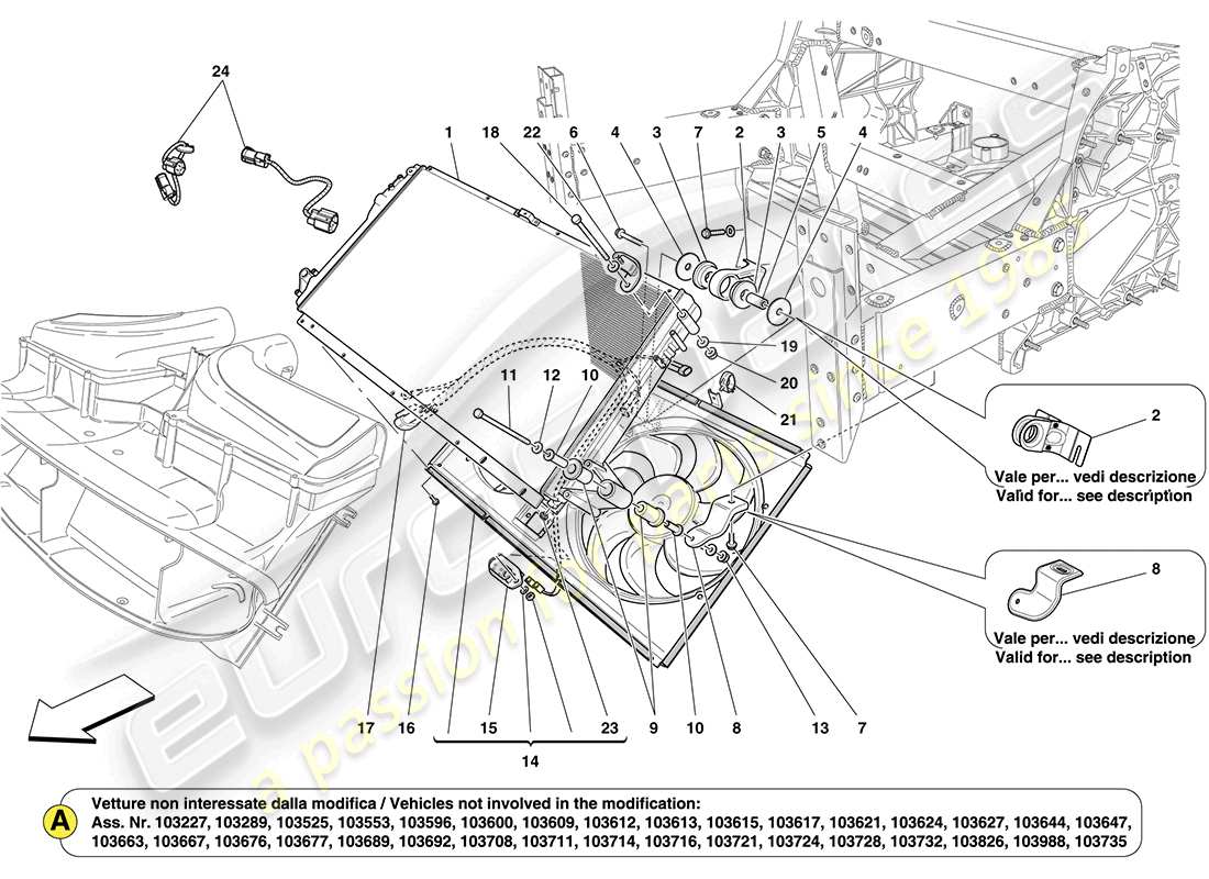 ferrari california (rhd) cooling: radiators and air ducts parts diagram