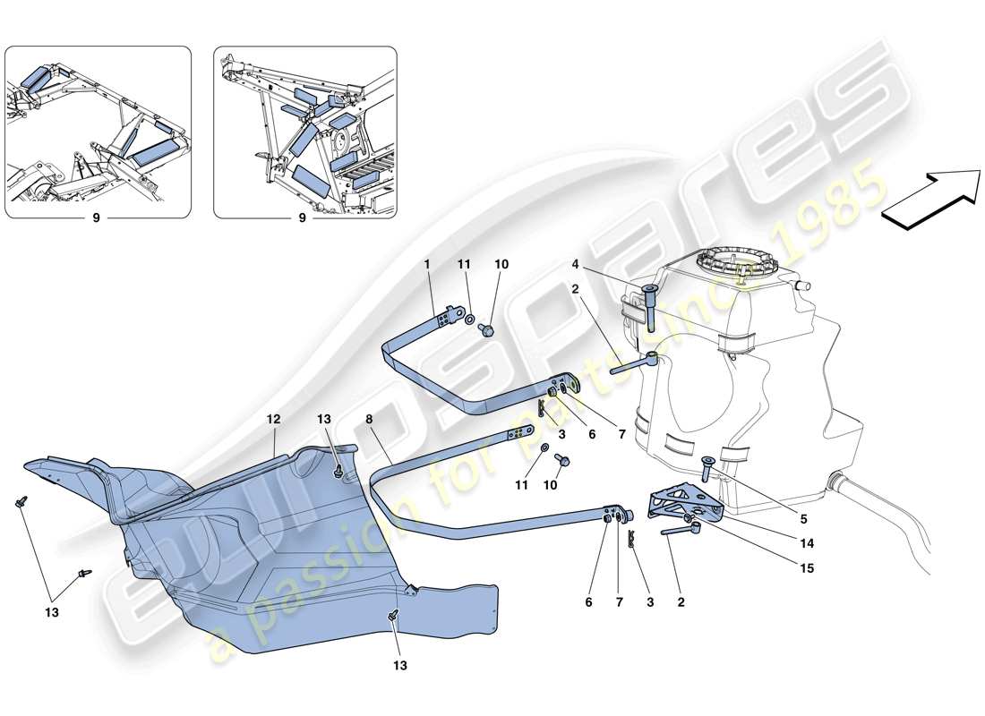 ferrari 458 speciale (usa) fuel tanks - fasteners and guards part diagram