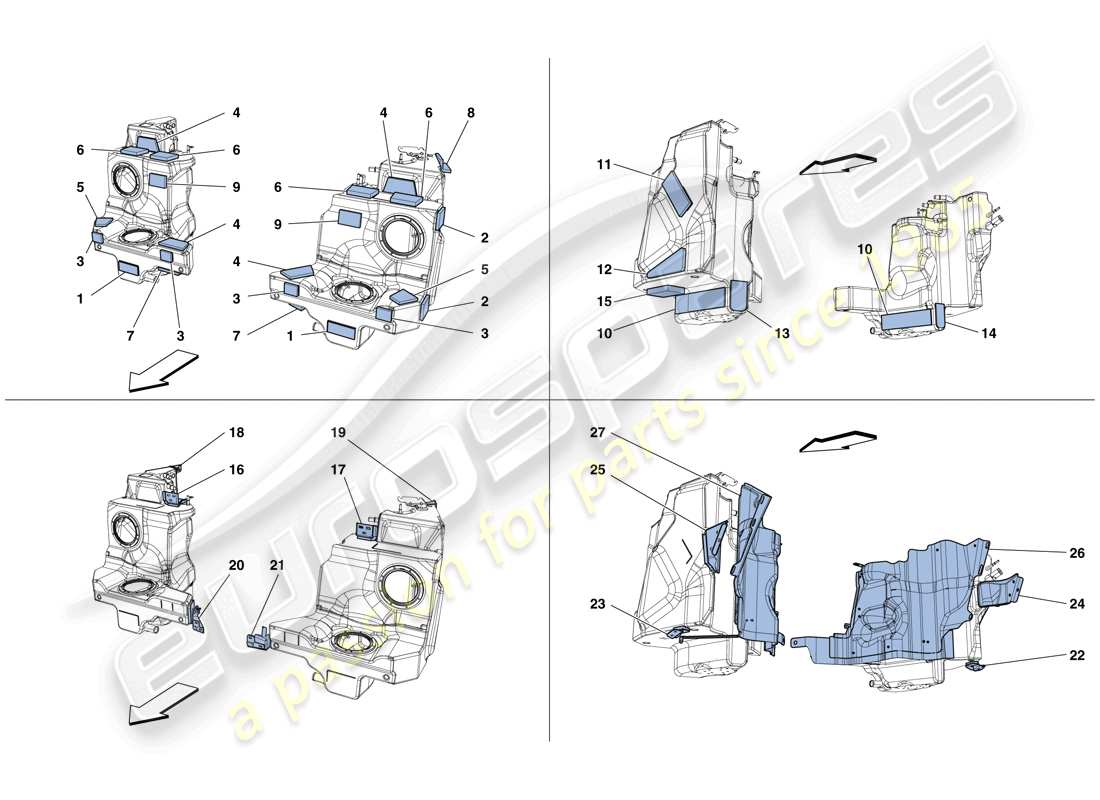 ferrari 488 spider (usa) fuel tanks - fasteners and guards parts diagram