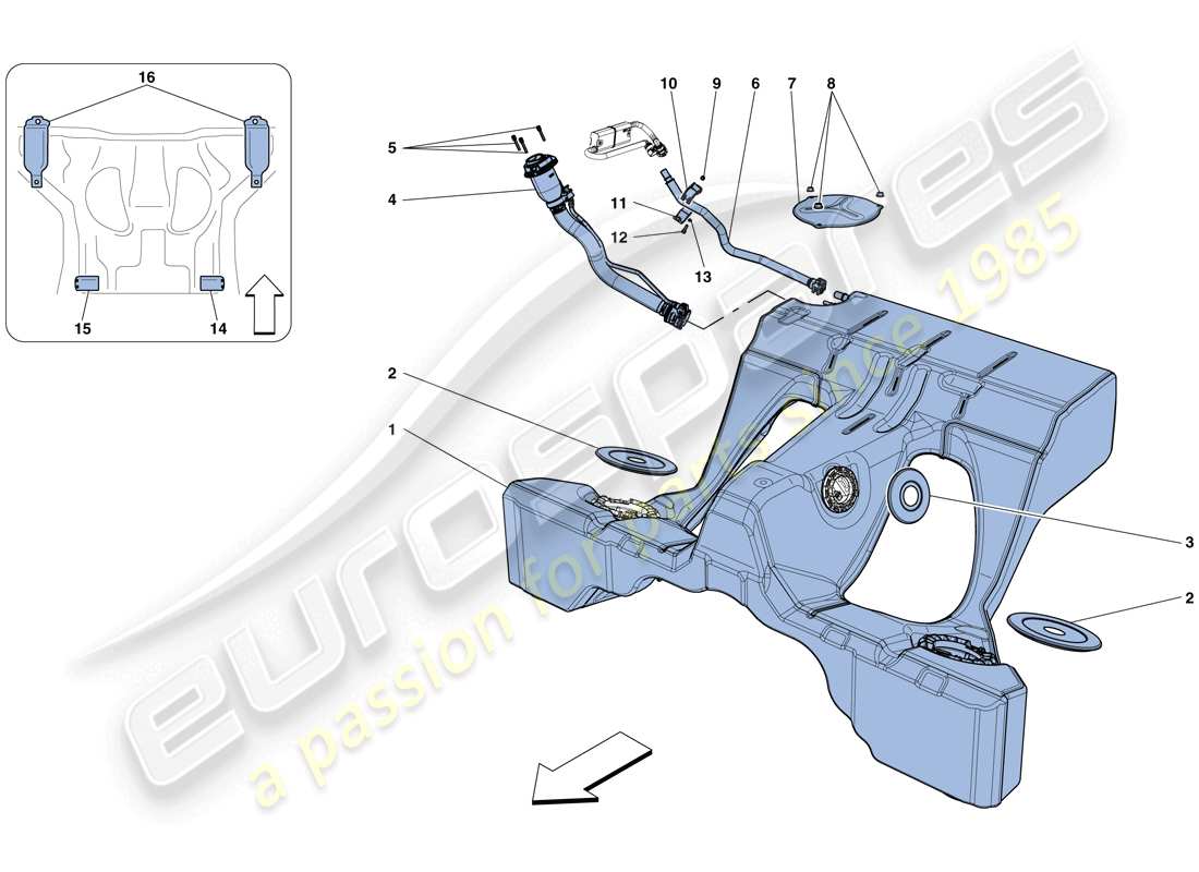 ferrari gtc4 lusso t (europe) fuel tank and filler neck parts diagram