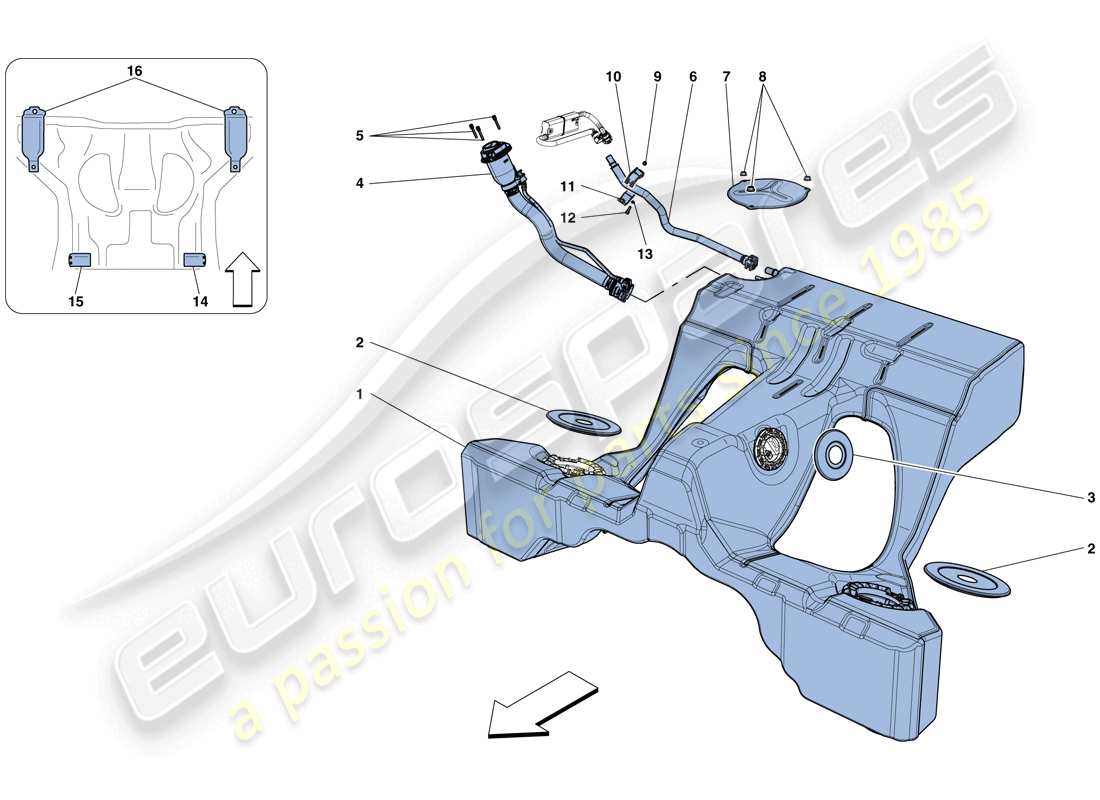 ferrari gtc4 lusso t (europe) fuel tank and filler neck parts diagram