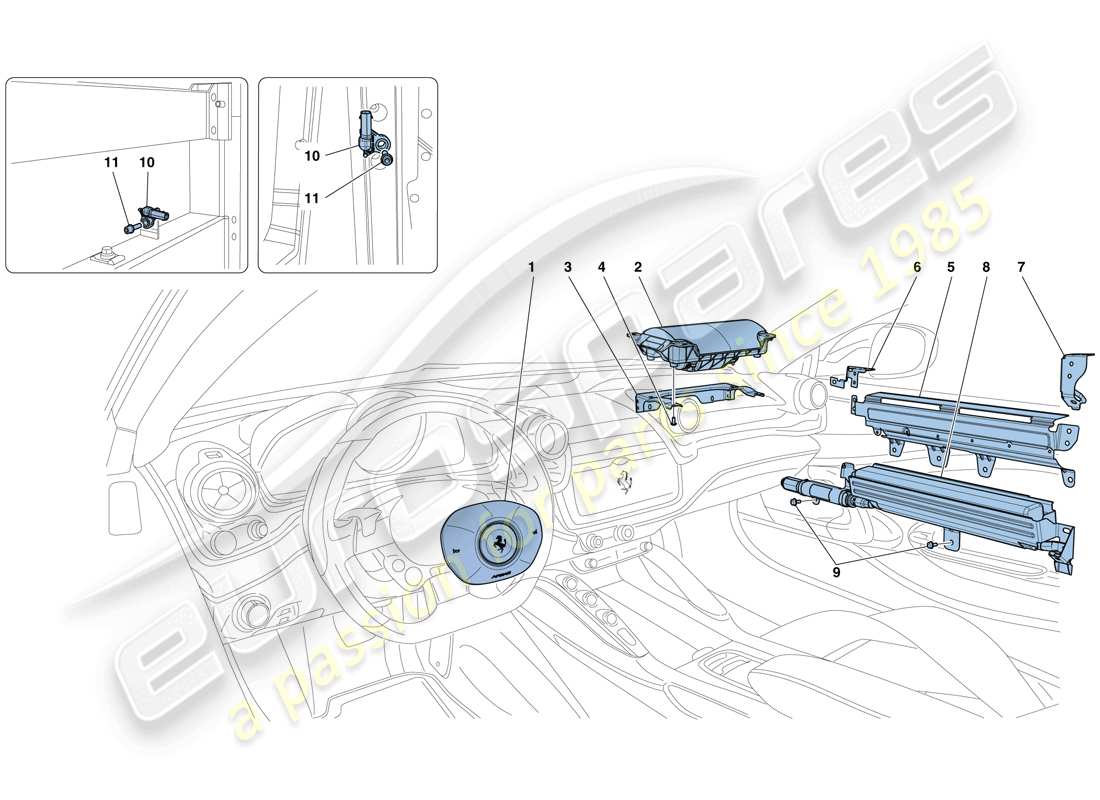 ferrari gtc4 lusso t (rhd) airbags parts diagram