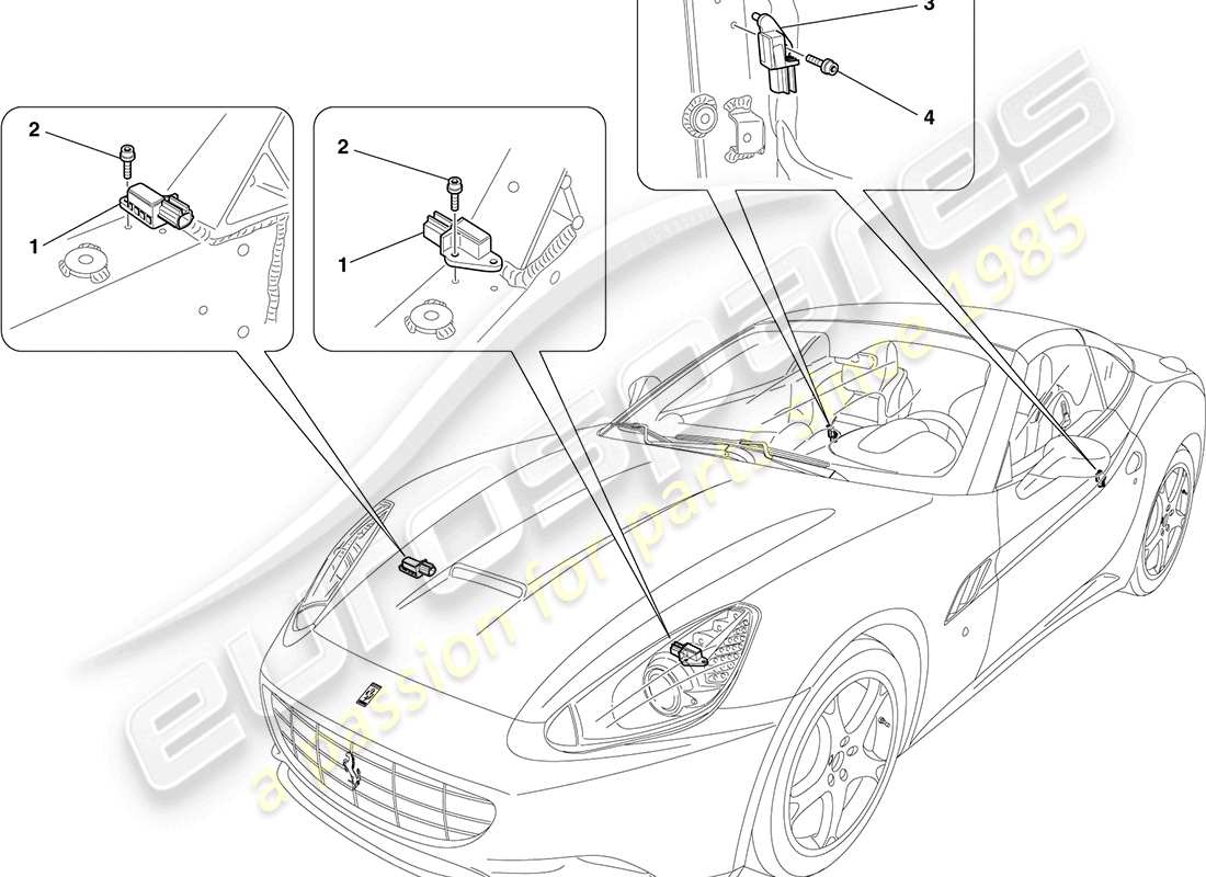 ferrari california (rhd) airbag system part diagram