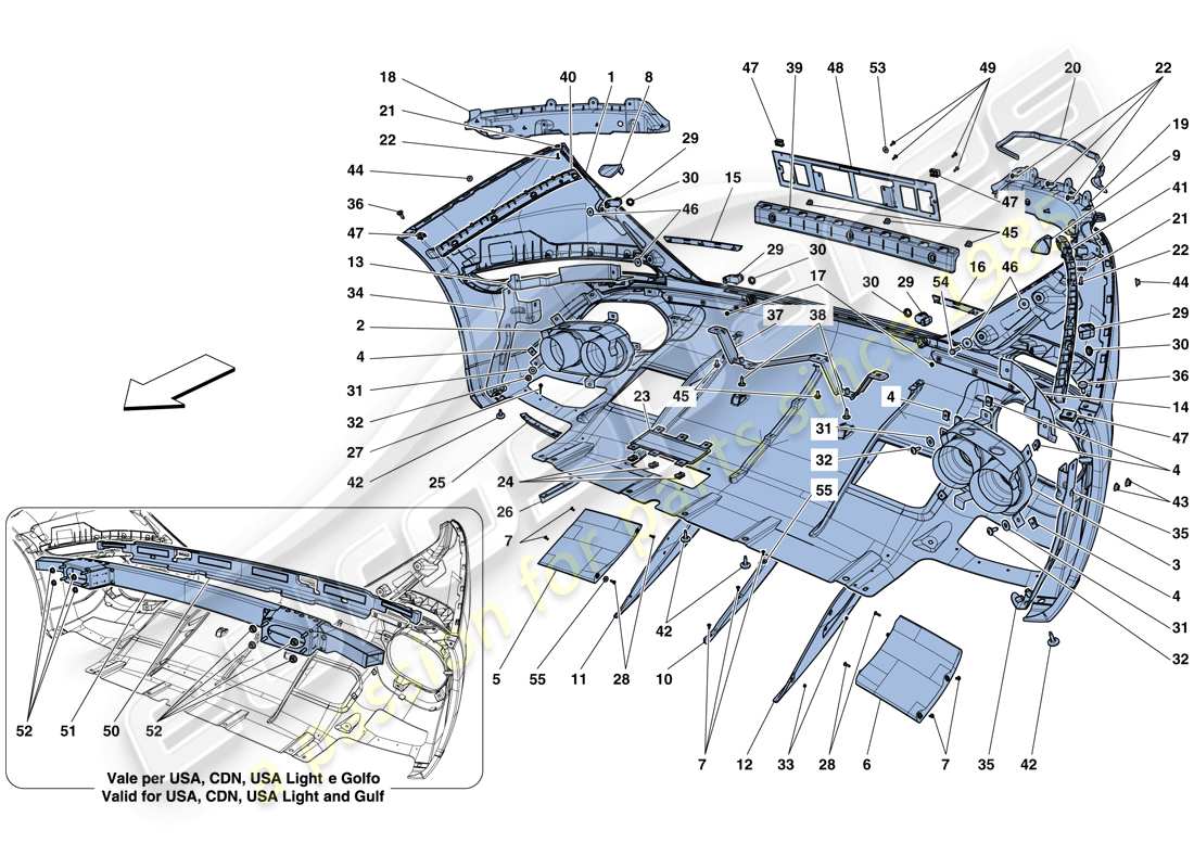 ferrari california t (europe) rear bumper parts diagram