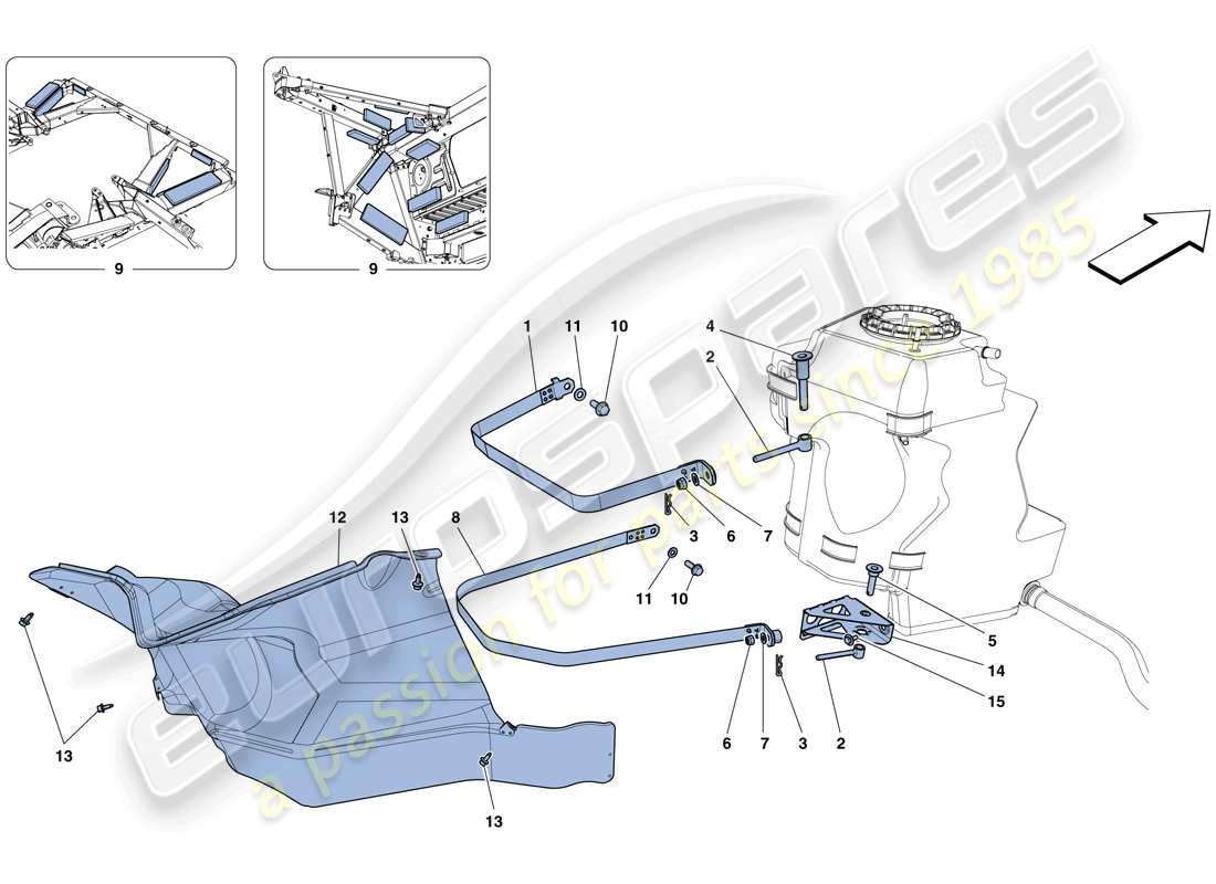 ferrari 458 speciale aperta (europe) fuel tanks - fasteners and guards parts diagram