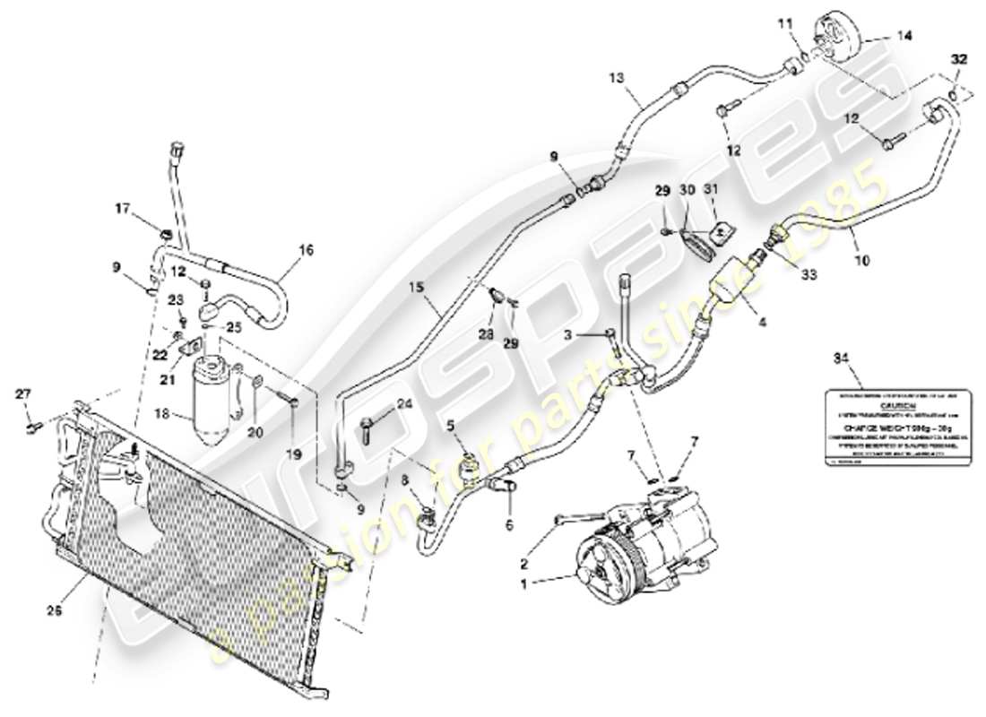 aston martin vanquish (2001) engine compartment installation part diagram