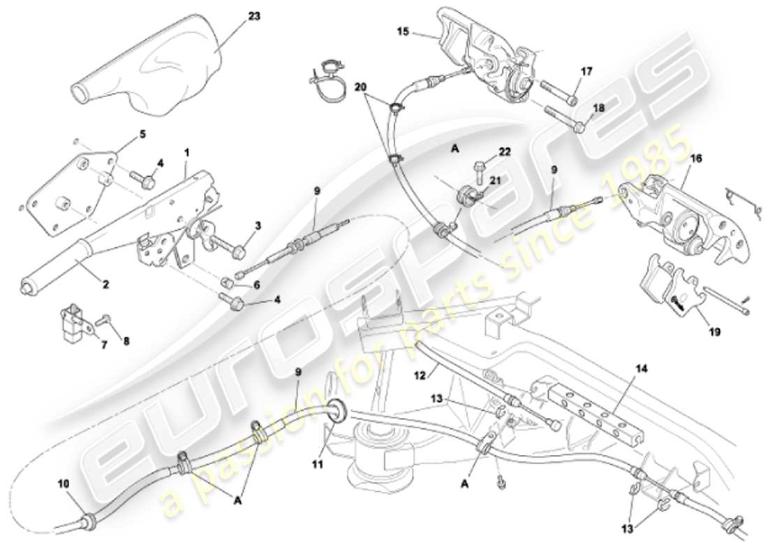 aston martin vanquish (2001) handbrake part diagram