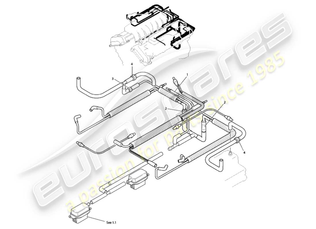 aston martin vanquish (2001) vacuum system, engine part diagram