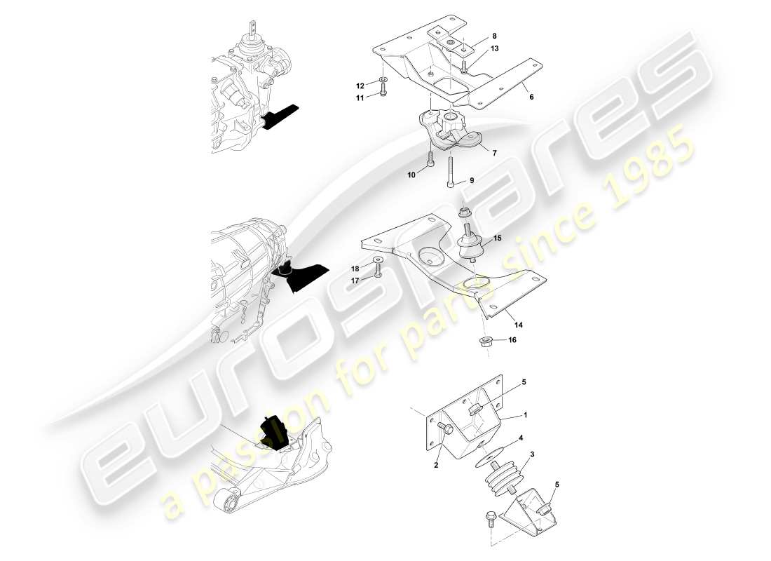 aston martin db7 vantage (2002) engine mountings part diagram