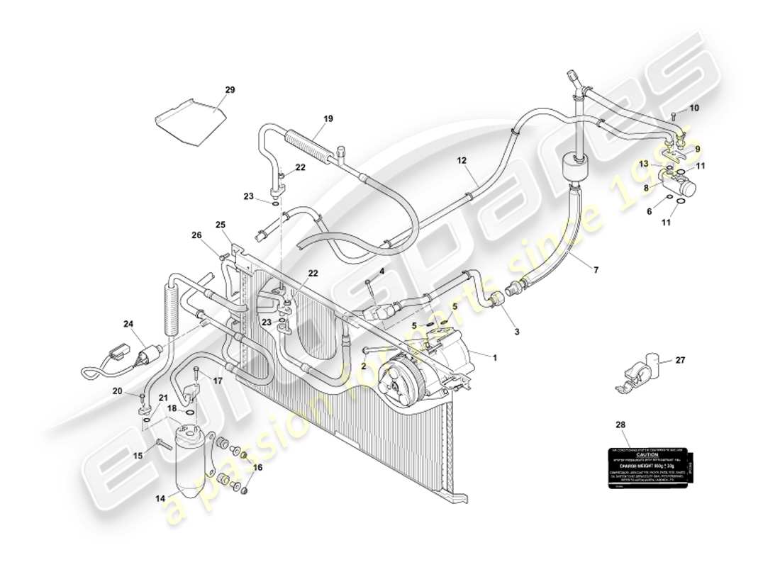 aston martin db7 vantage (2002) engine compartment installation part diagram
