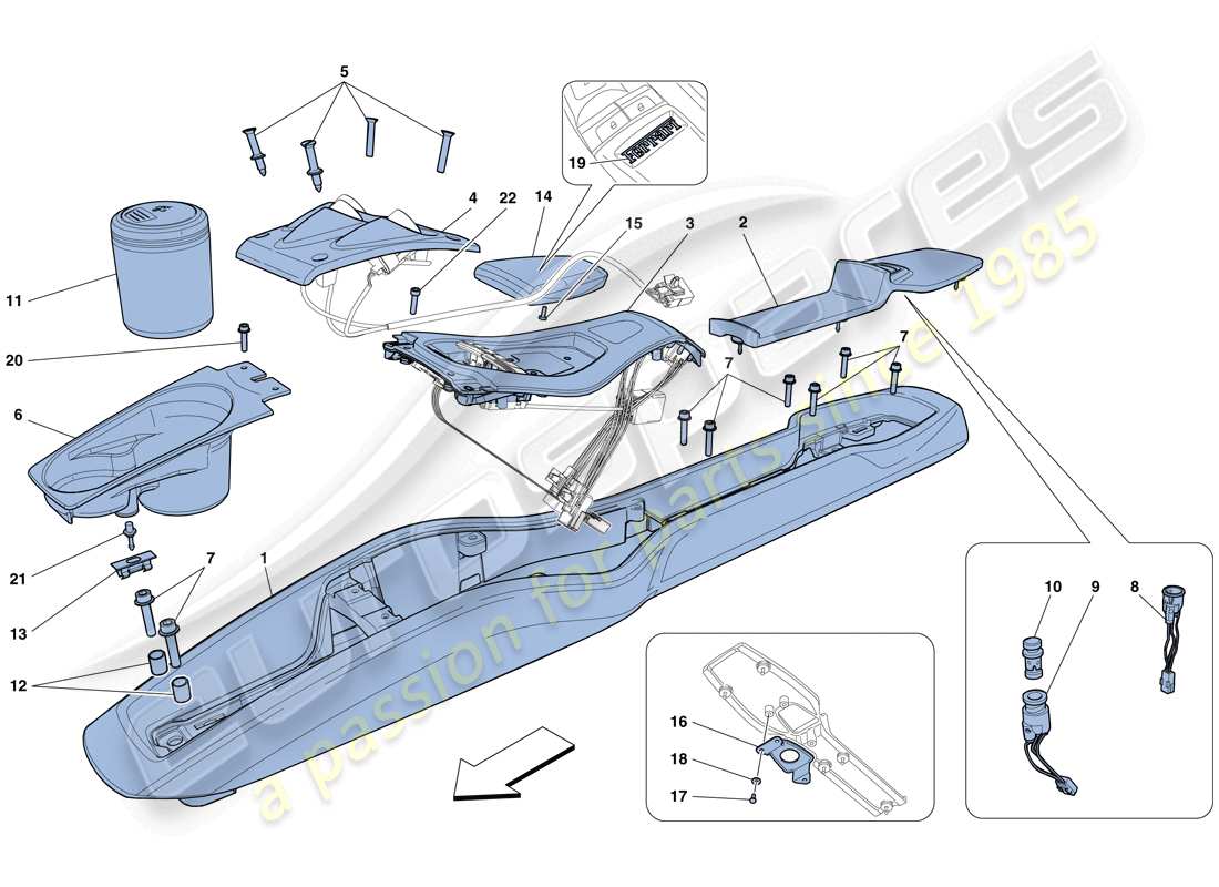 ferrari 458 italia (usa) tunnel - substructure and accessories parts diagram