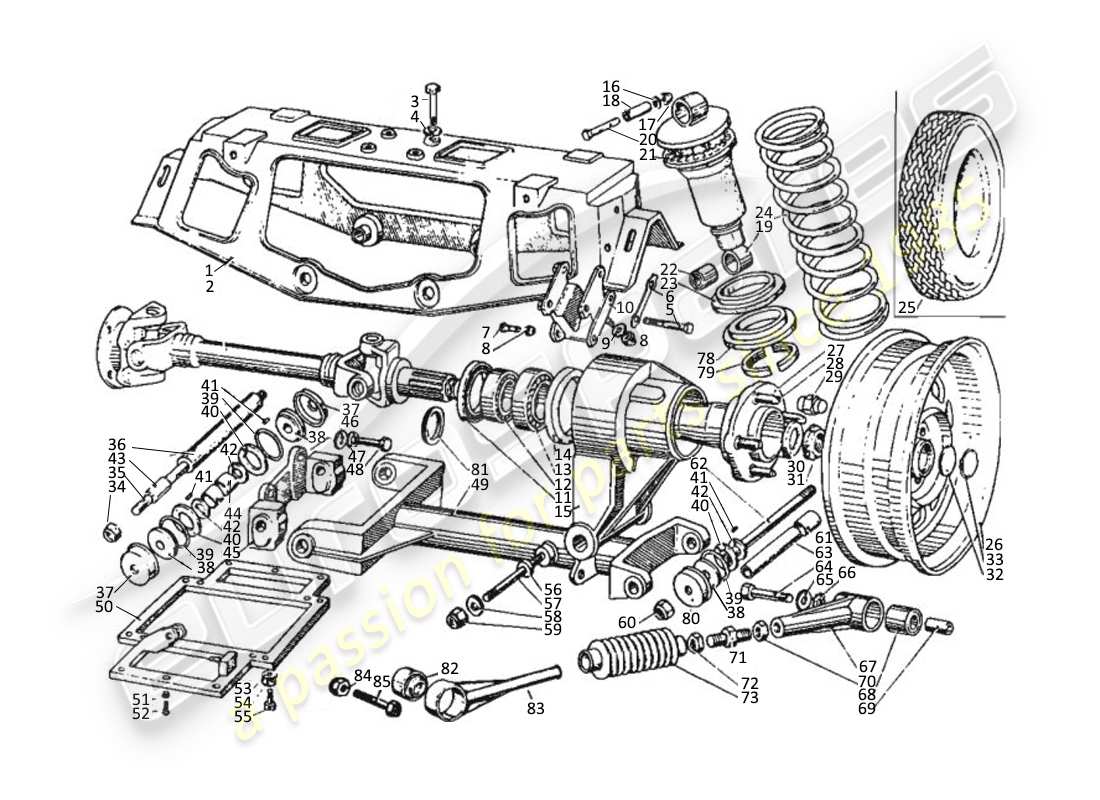 maserati kyalami rear suspension parts diagram