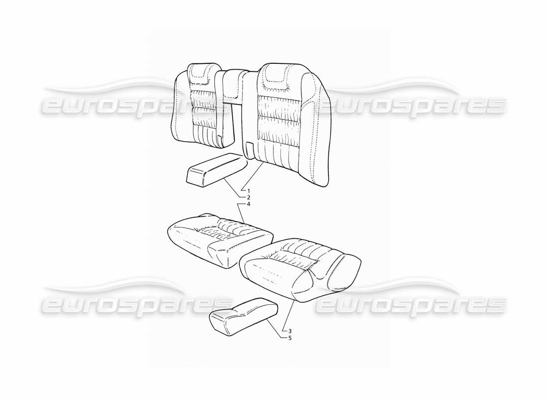 maserati qtp v6 (1996) rear seat upholstery part diagram