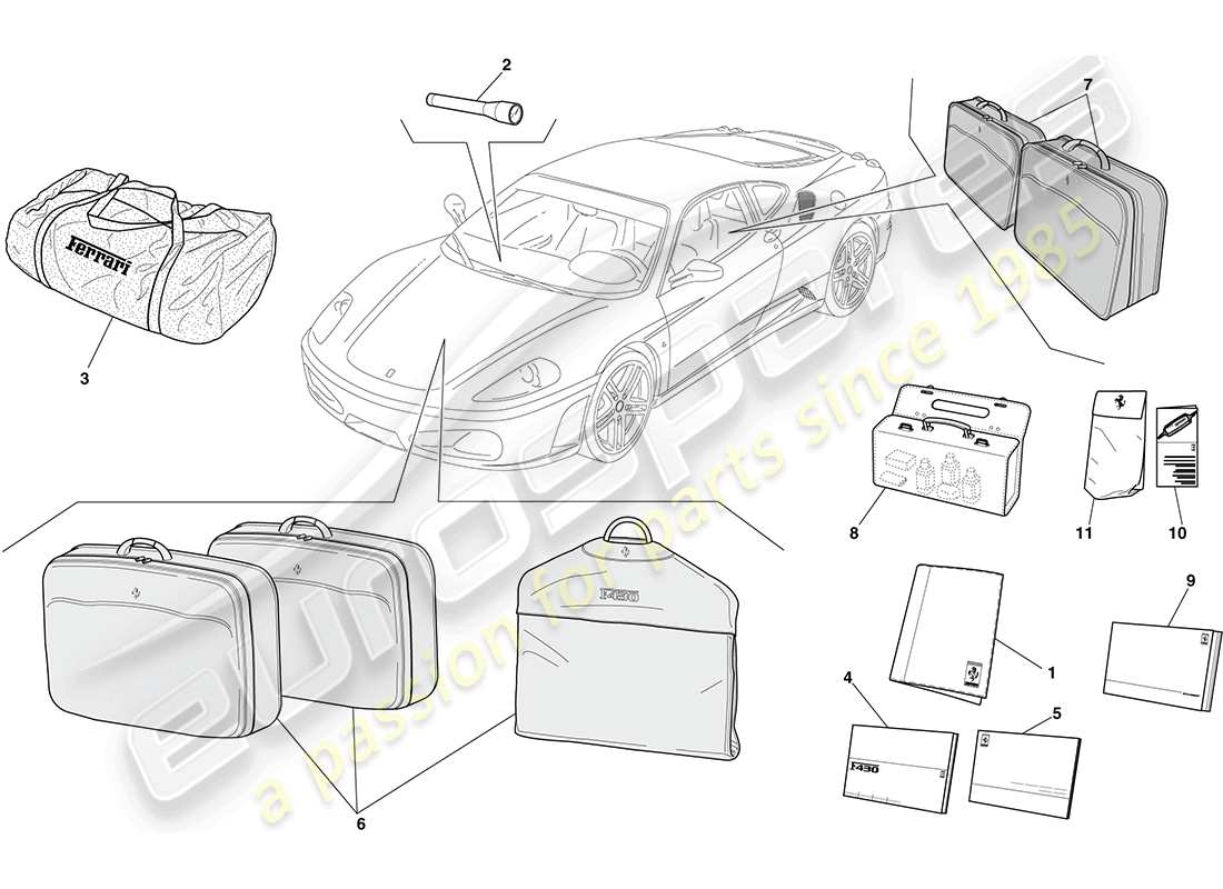 a part diagram from the Ferrari F430 Coupe (RHD) parts catalogue