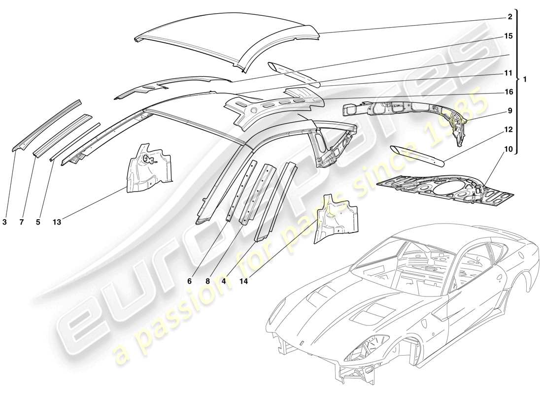 a part diagram from the Ferrari 599 GTO (USA) parts catalogue