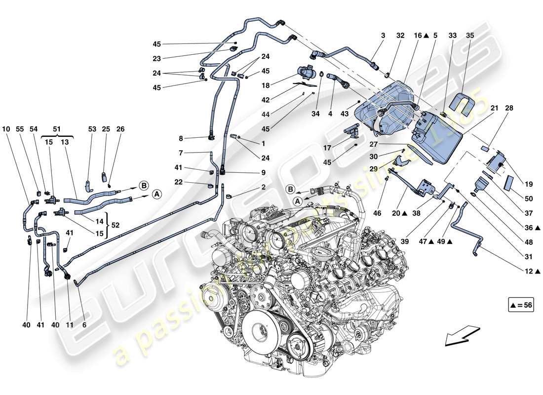 a part diagram from the ferrari california t (rhd) parts catalogue