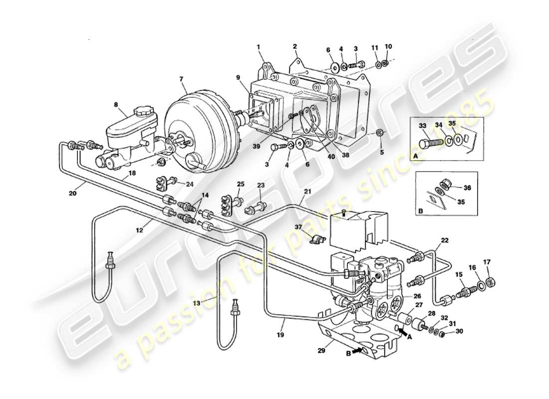 a part diagram from the aston martin v8 volante (2000) parts catalogue