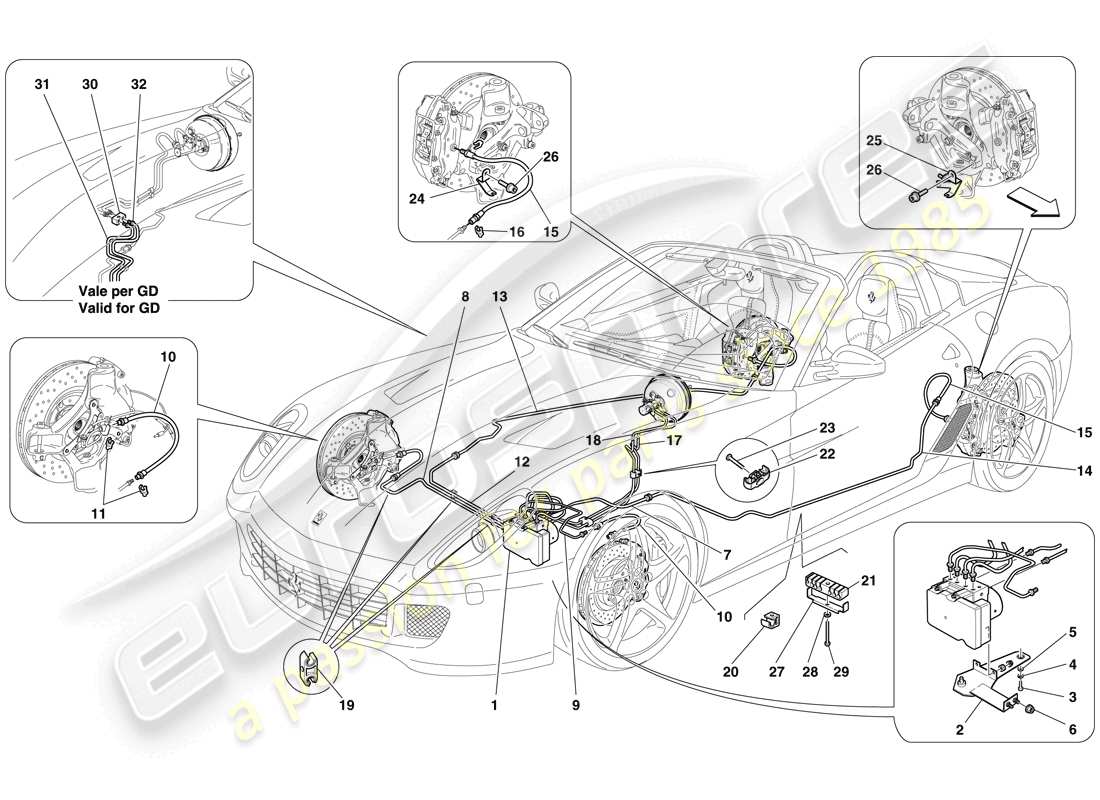 a part diagram from the ferrari 599 sa aperta (usa) parts catalogue