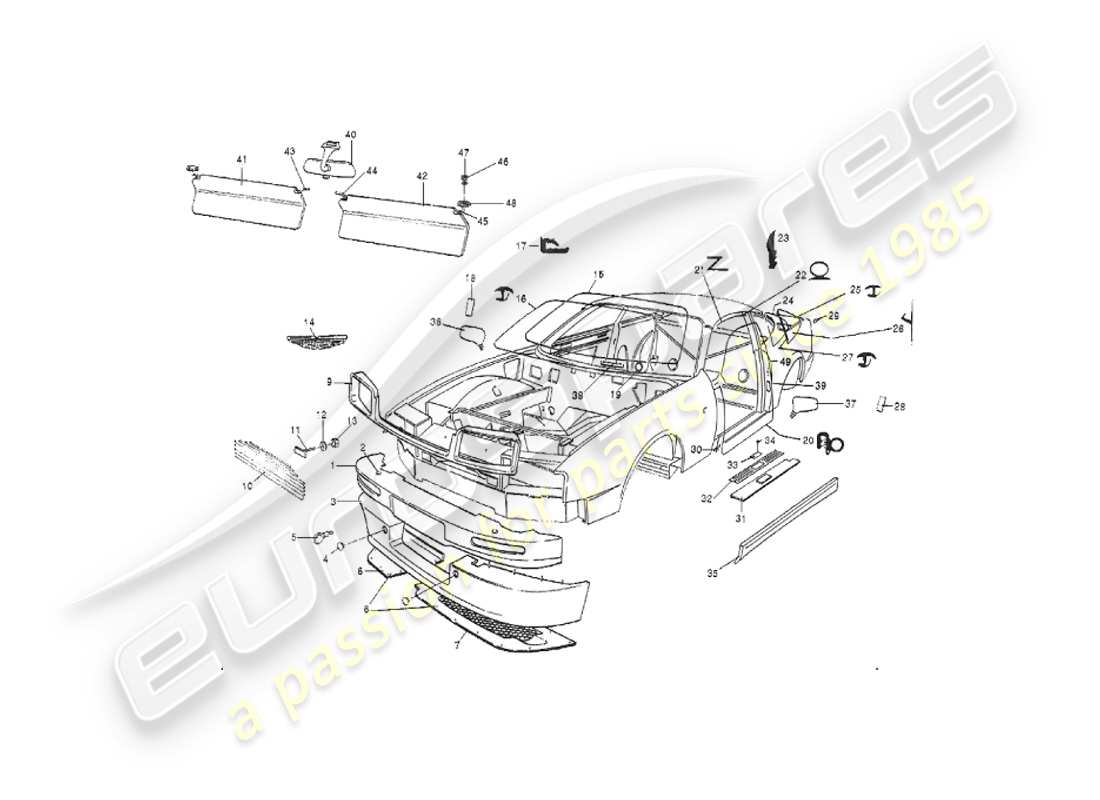 a part diagram from the aston martin v8 virage parts catalogue