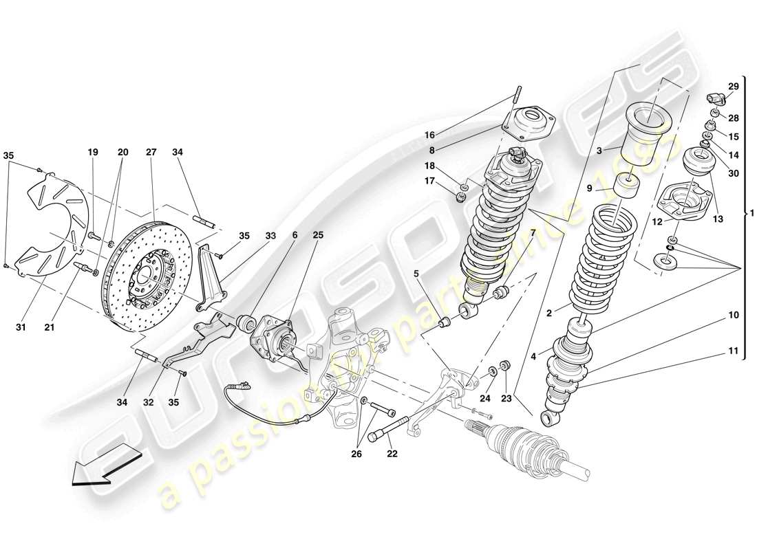 a part diagram from the ferrari 599 gto (rhd) parts catalogue